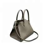 The Row Margaux 10 Mini Grained Leather Bag | 26cm Matte Calfskin Top Handle Tote | Stone Grey Margaux Handbag