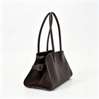 The Row Margaux 15 Smooth Calfskin Handbag | Large Leather Tote with Side Buckles | Black / Dark Chocolate