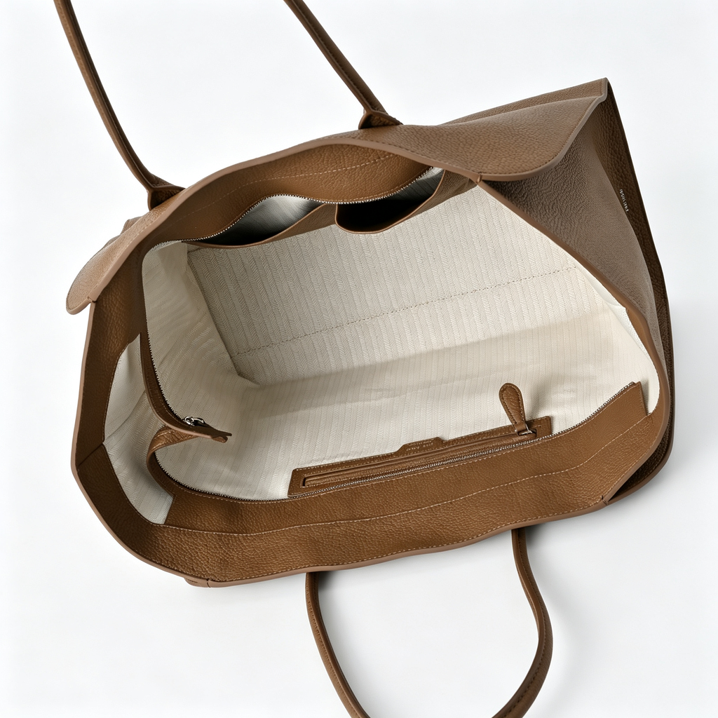 The Row Marlo Large Textured Leather Tote | 43×20×30cm Commuter Bag | Premium Italian Cowhide Shoulder Bag