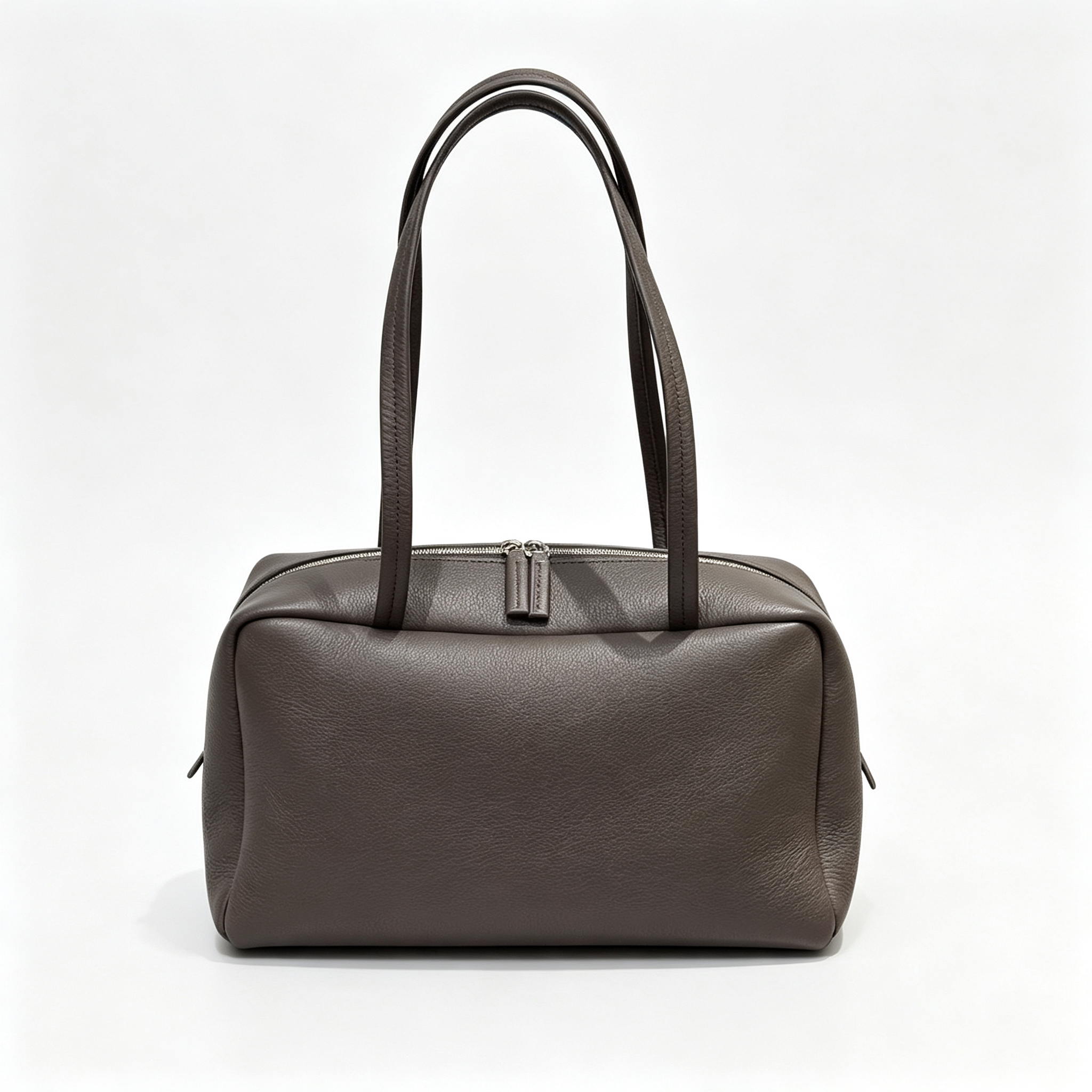 The Row Astra Small Boston Bag | 30cm Pebbled Lambskin Barrel Bag | Sage Green Leather Handbag