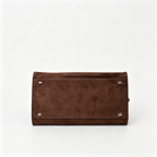 The Row Margaux 17 Large Suede Bag | 38.5cm Suede Leather Top Handle Tote | Dark Chocolate Margaux Handbag