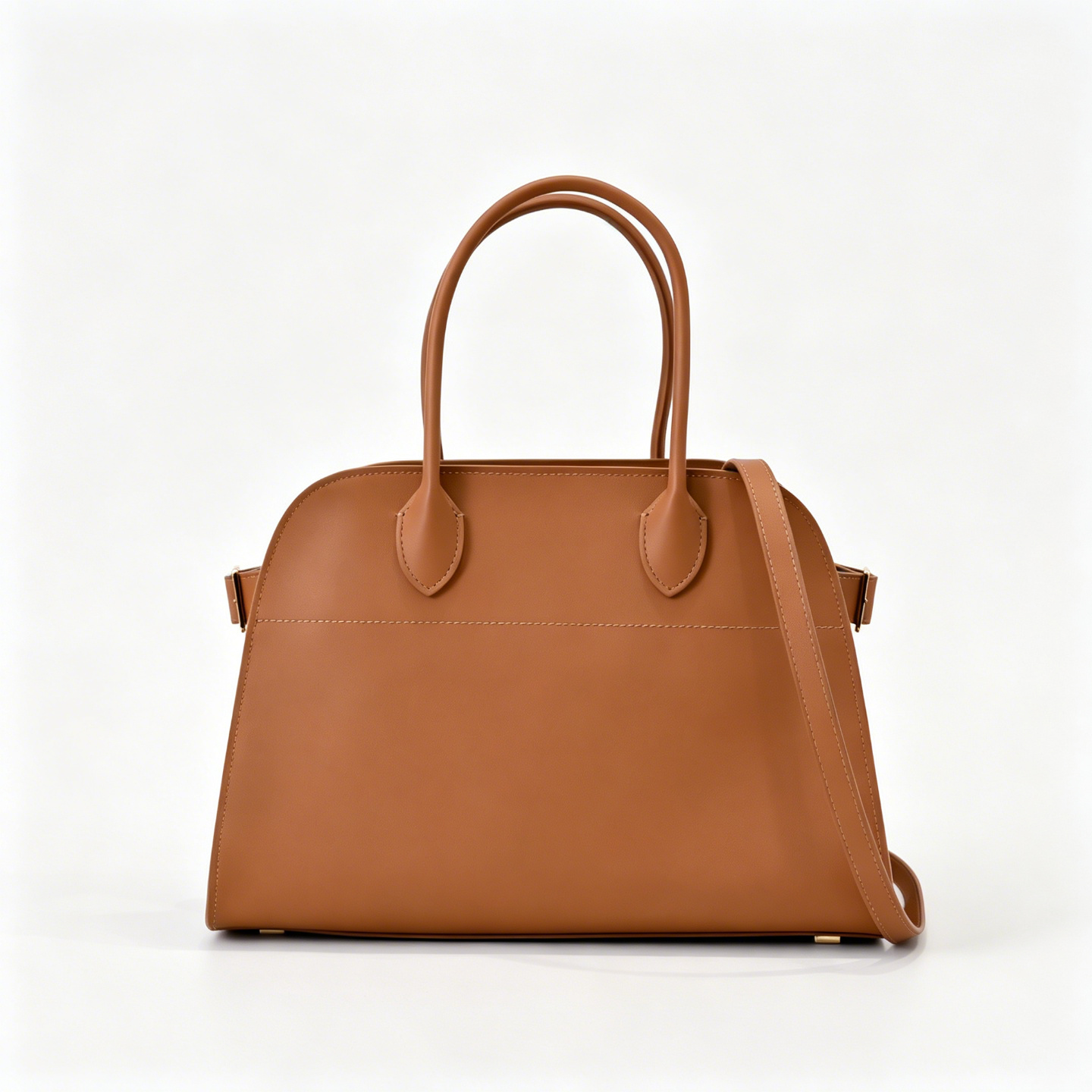 The Row Soft Margaux 15 Smooth Leather Tote Bag | Classic Caramel Commuter Handbag with Detachable Strap | Women's Luxury Shoulder Bag