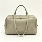 The Row Astra Small Boston Bag | 30cm Pebbled Lambskin Barrel Bag | Sage Green Leather Handbag