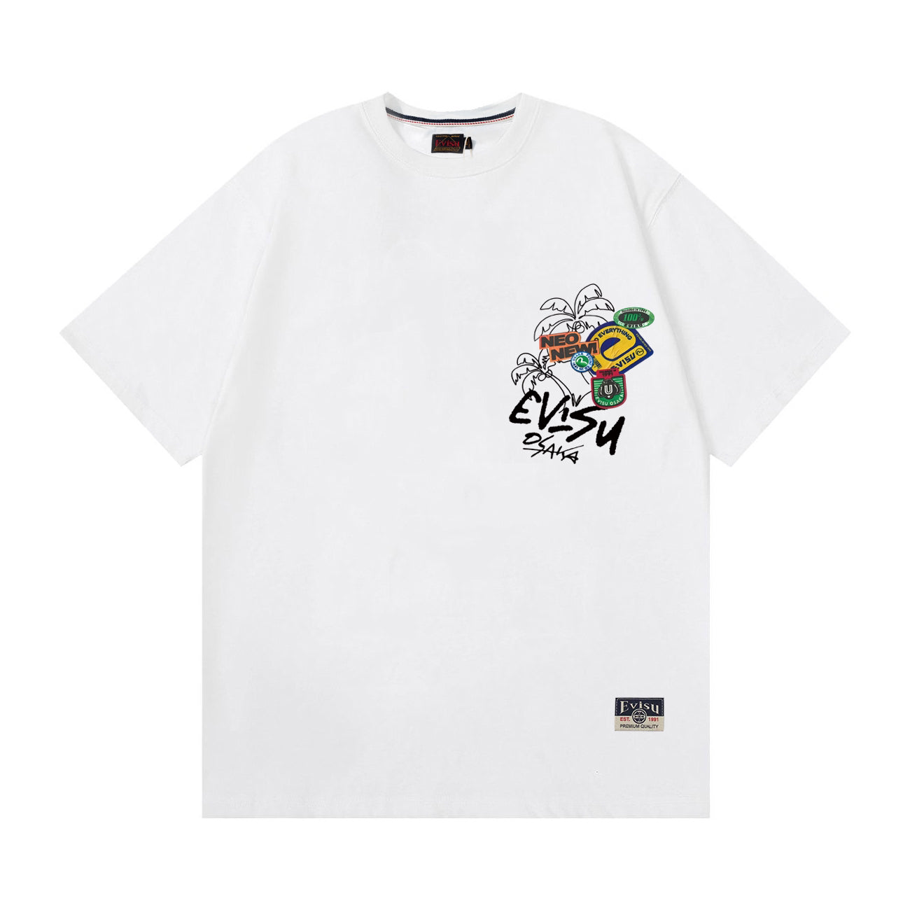 EVISU "Graffiti Daruma" Print Short-Sleeve T-Shirt