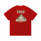EVISU Short-Sleeve T-Shirt with Triangular God of Fortune Print