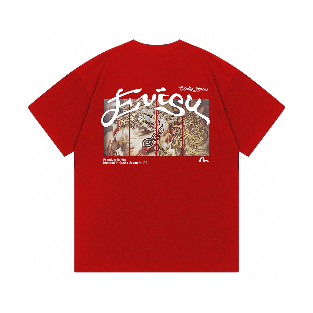 EVISU "Baize" Mythical Beast Print Short-Sleeve T-Shirt