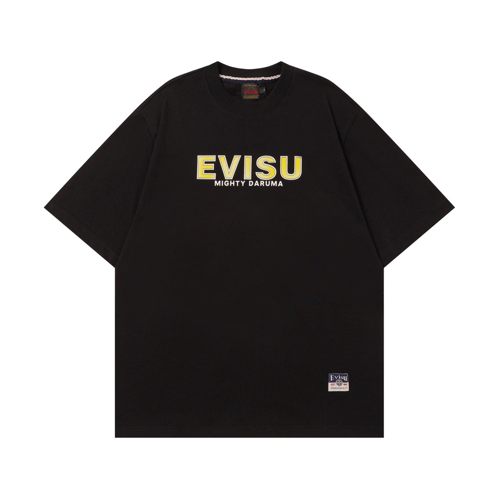 EVISU Black Daruma & Large "M" Print Short-Sleeve T-Shirt