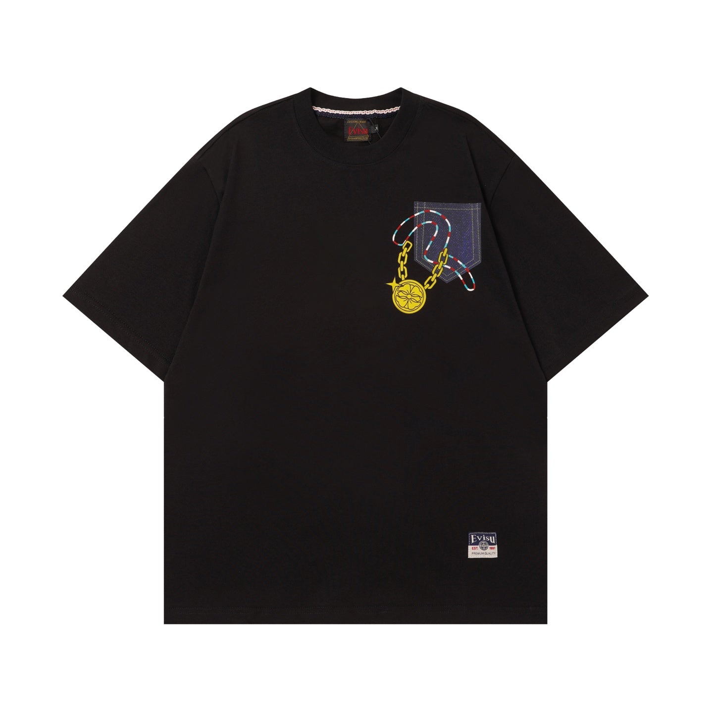 EVISU "Lucky Slot Machine" Themed Short-Sleeve T-Shirt with Large "M" Print