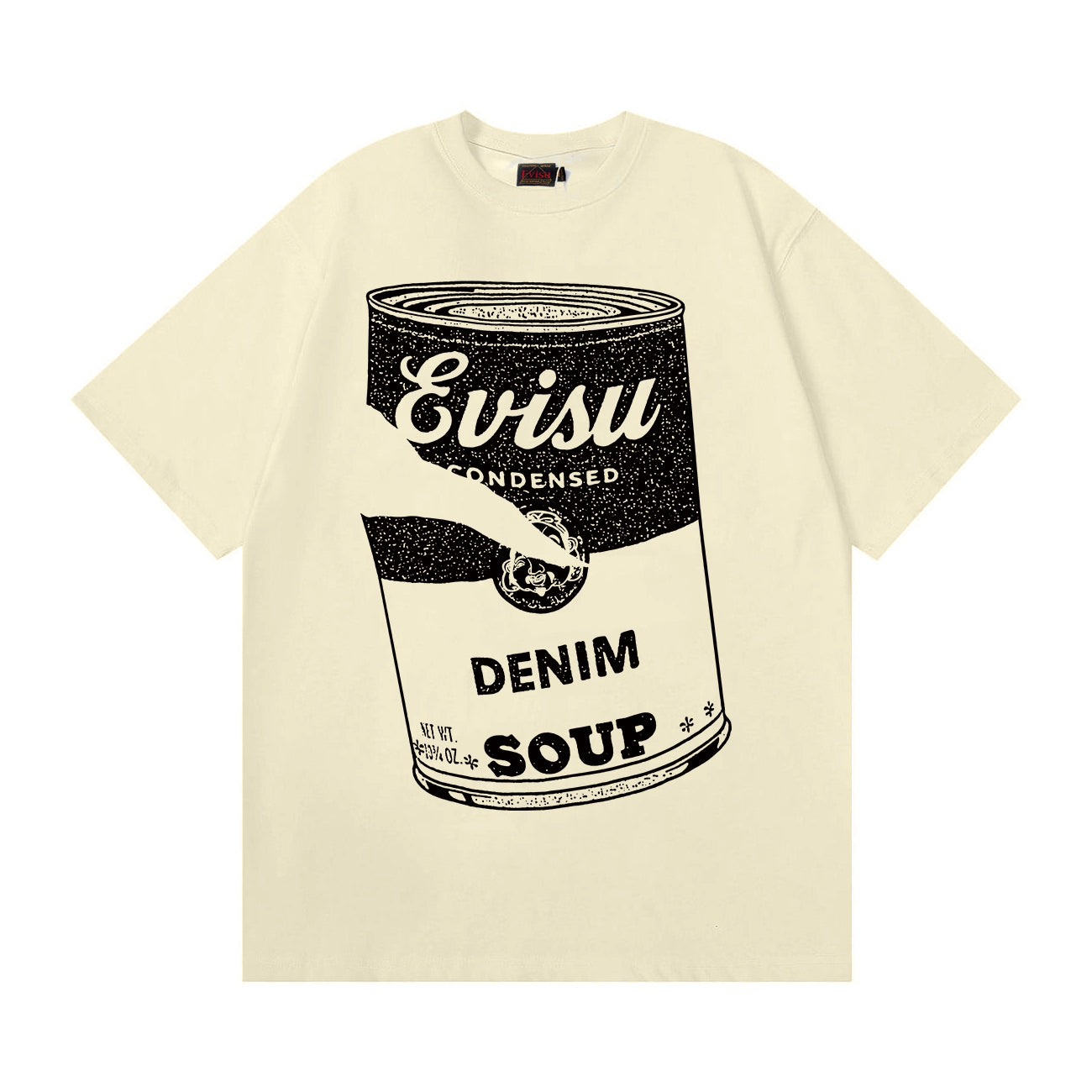 EVISU New "Denim Soup Can" Print Short-Sleeve T-Shirt