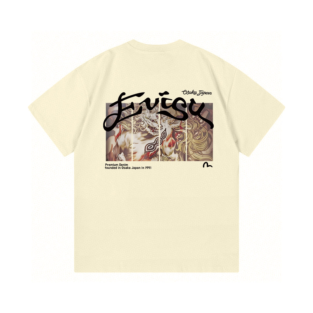 EVISU "Baize" Mythical Beast Print Short-Sleeve T-Shirt