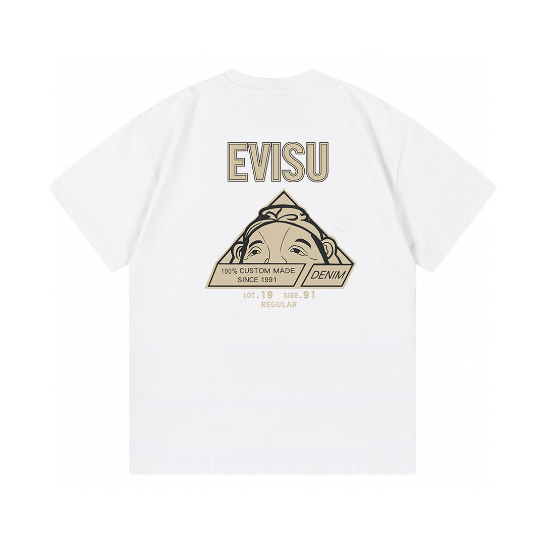 EVISU Short-Sleeve T-Shirt with Triangular God of Fortune Print