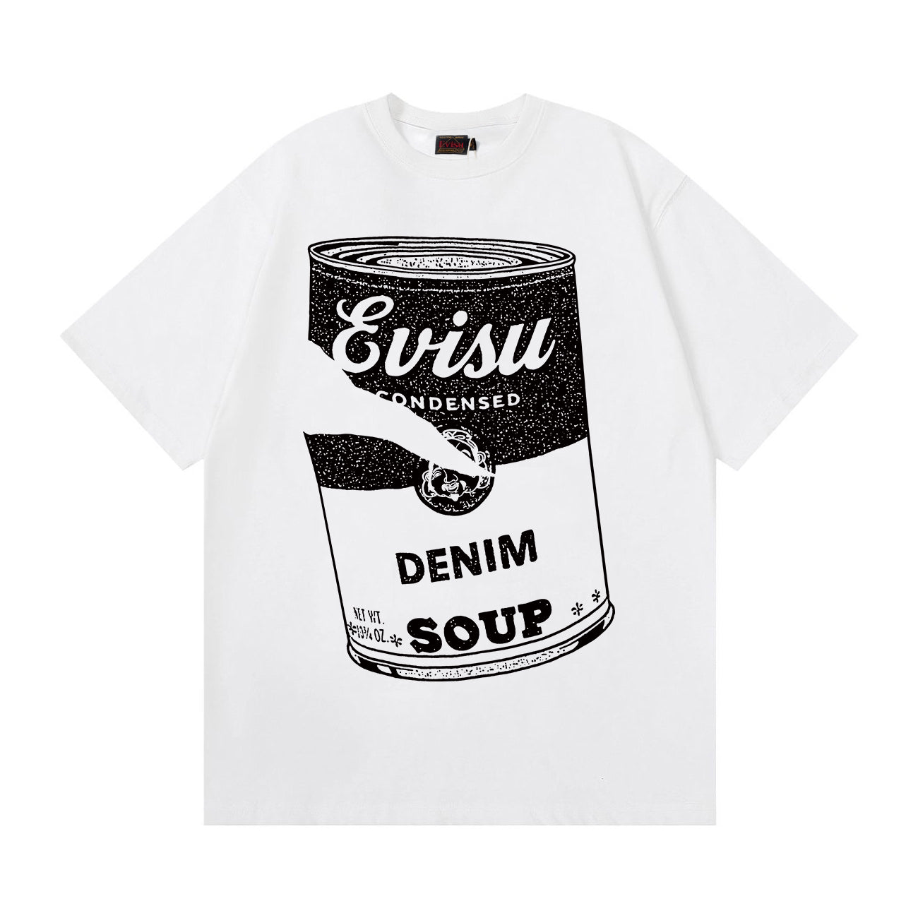 EVISU New "Denim Soup Can" Print Short-Sleeve T-Shirt