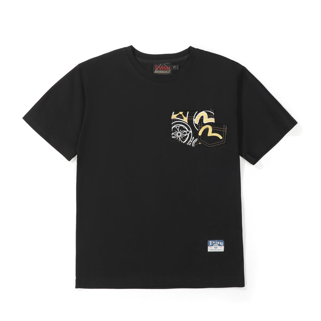 EVISU "Multi-Pocket & Gold Foil 'Big M'" Series Short-Sleeve T-Shirt