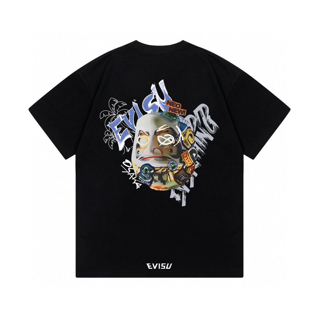 EVISU "Graffiti Daruma" Print Short-Sleeve T-Shirt