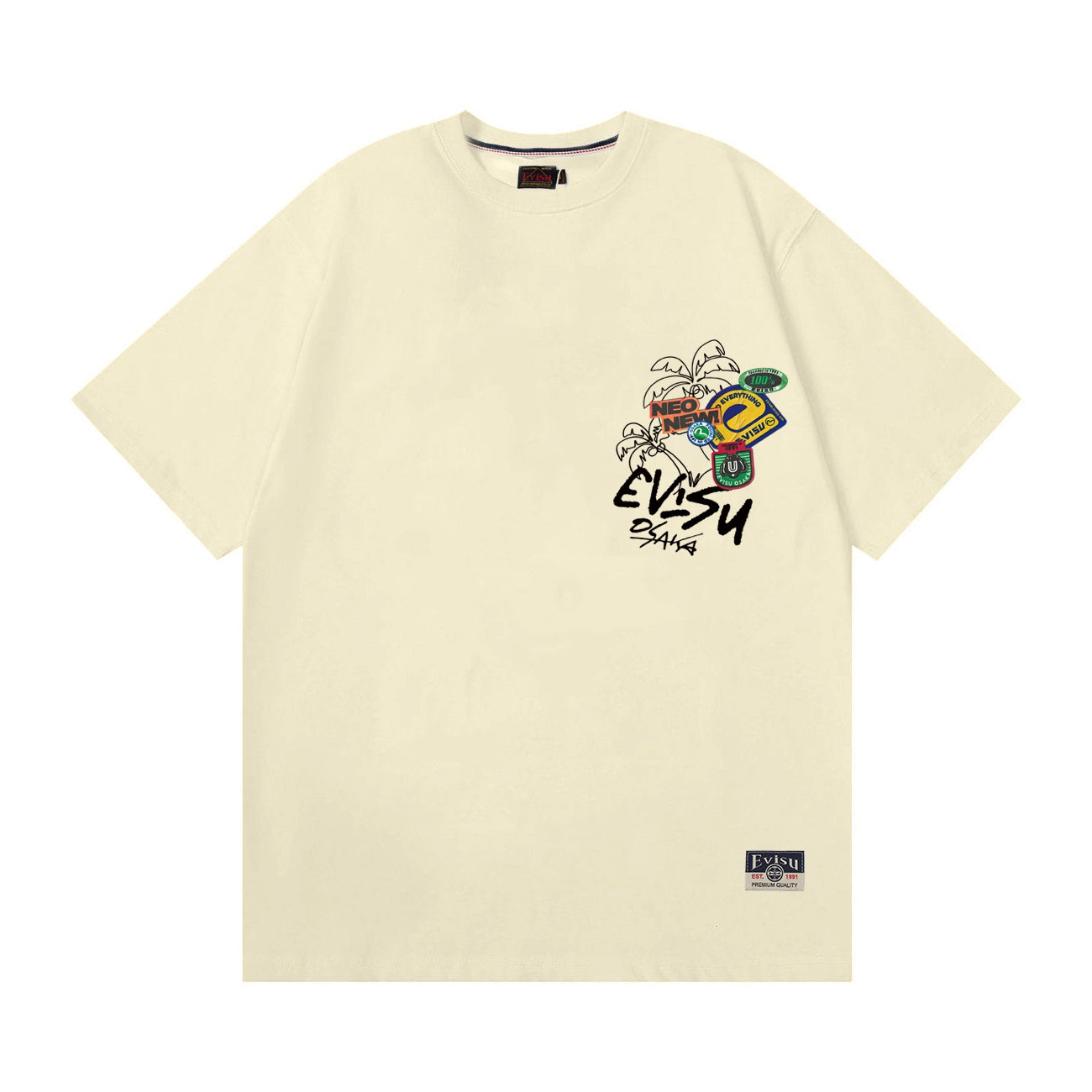 EVISU "Graffiti Daruma" Print Short-Sleeve T-Shirt