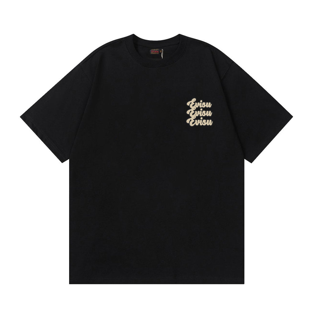 EVISU Short-Sleeve T-Shirt with Triangular God of Fortune Print