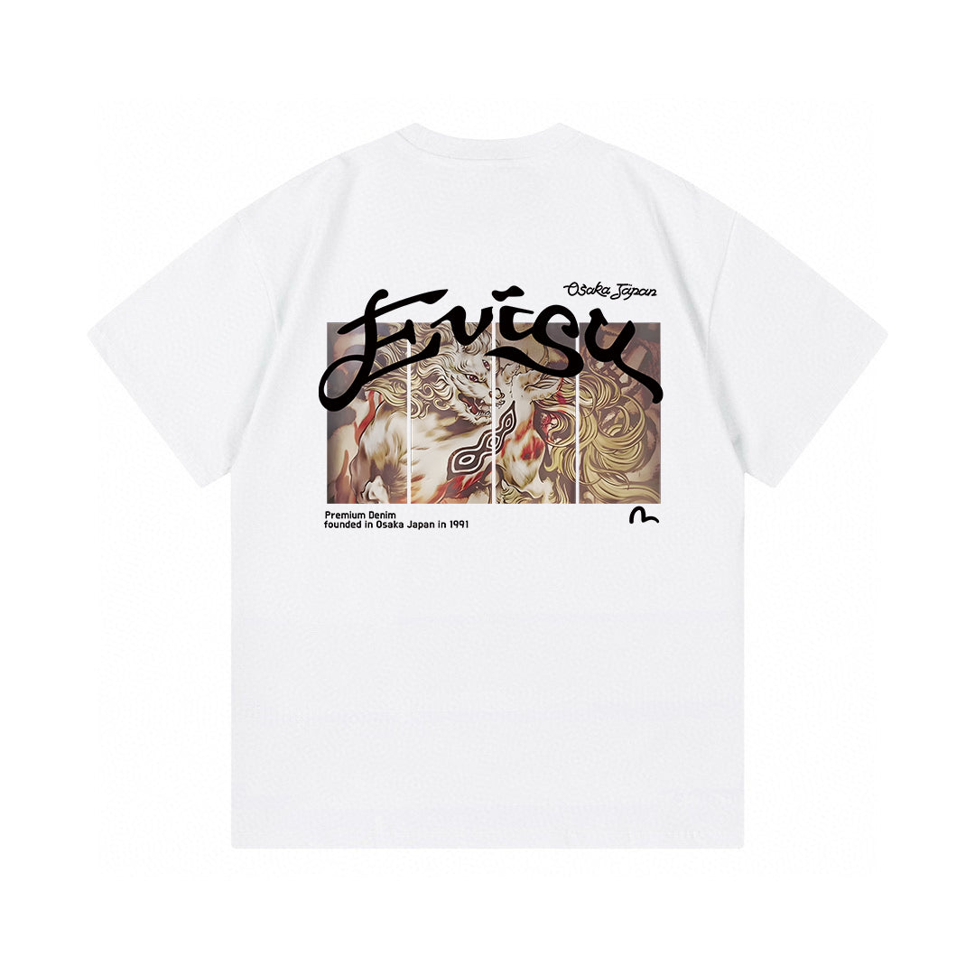 EVISU "Baize" Mythical Beast Print Short-Sleeve T-Shirt