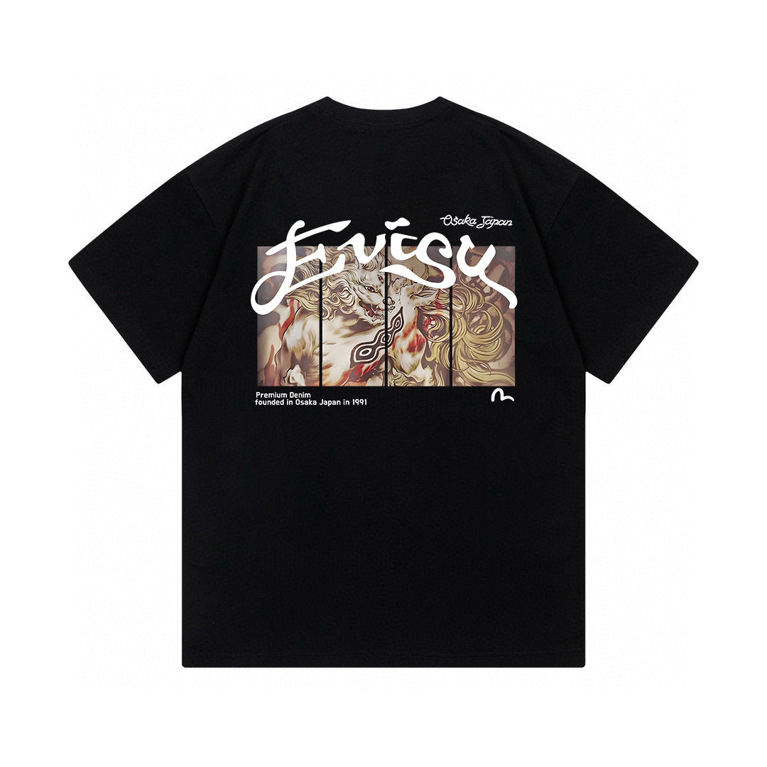 EVISU "Baize" Mythical Beast Print Short-Sleeve T-Shirt