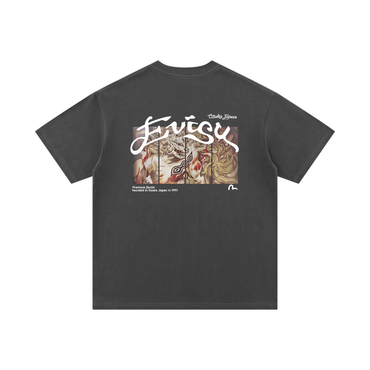 EVISU "Baize" Mythical Beast Print Short-Sleeve T-Shirt