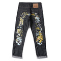 Evisu Men's "Dragon & Tiger" Ukiyo-e Embroidered Jeans – Raw Denim Japanese Streetwear