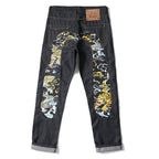 Evisu Men's "Dragon & Tiger" Ukiyo-e Embroidered Jeans – Raw Denim Japanese Streetwear