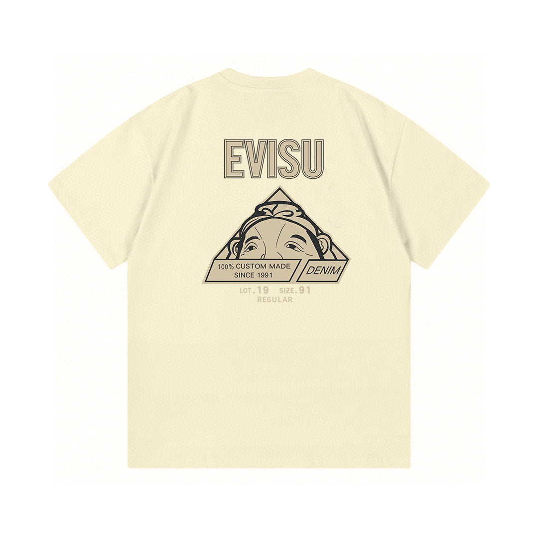 EVISU Short-Sleeve T-Shirt with Triangular God of Fortune Print