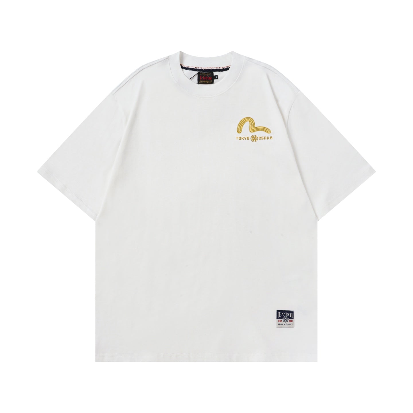 EVISU Black Short-Sleeve T-Shirt with Large "M" Print