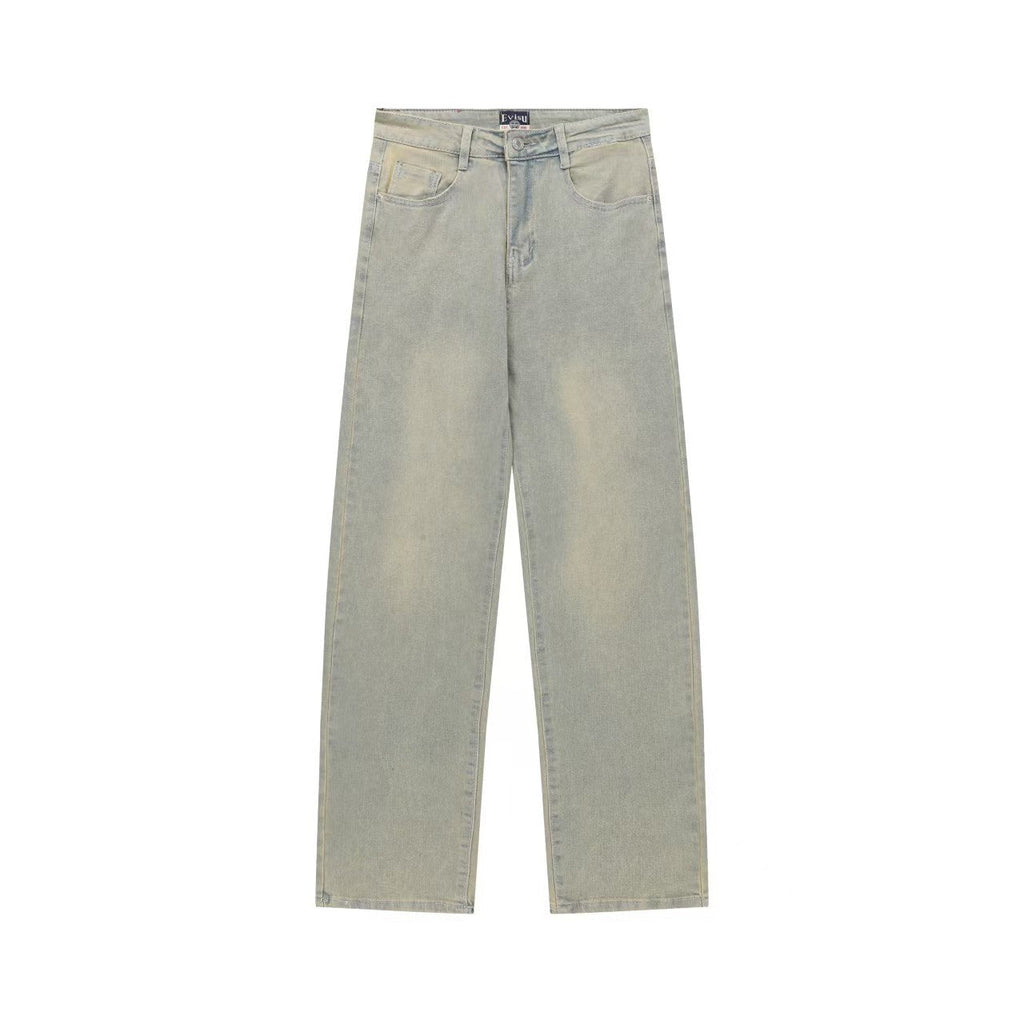 Evisu Men's x Loewe Anagram Embroidered Jeans – Light Wash Baggy Denim
