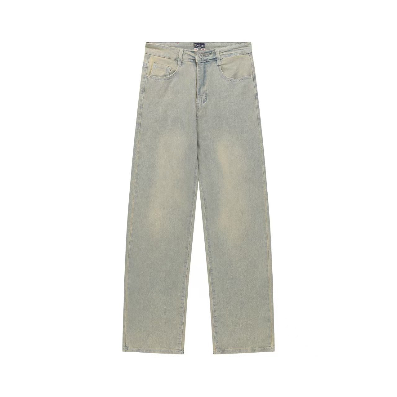 Evisu Men's x Loewe Anagram Embroidered Jeans – Light Wash Baggy Denim