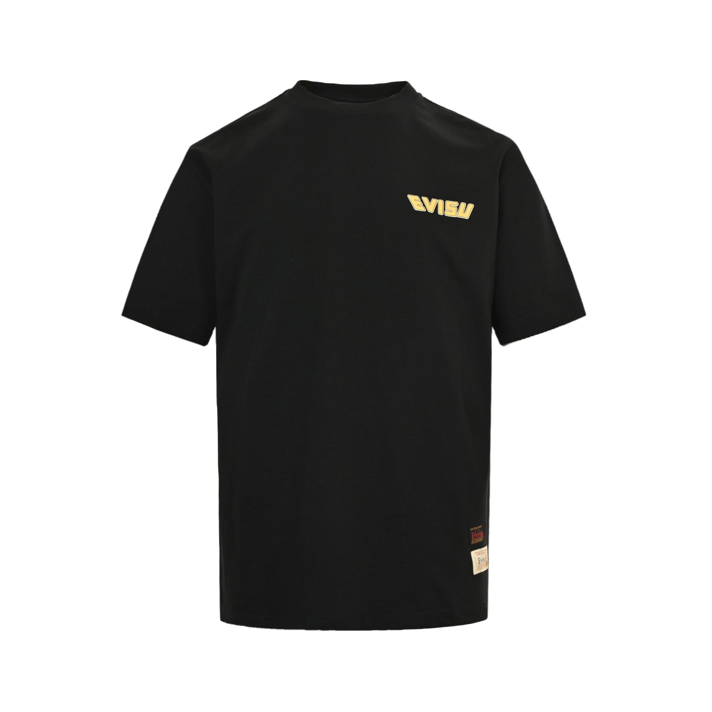 The T-shirt is from EVISU's "Heart-Hand Buddha Head" series.