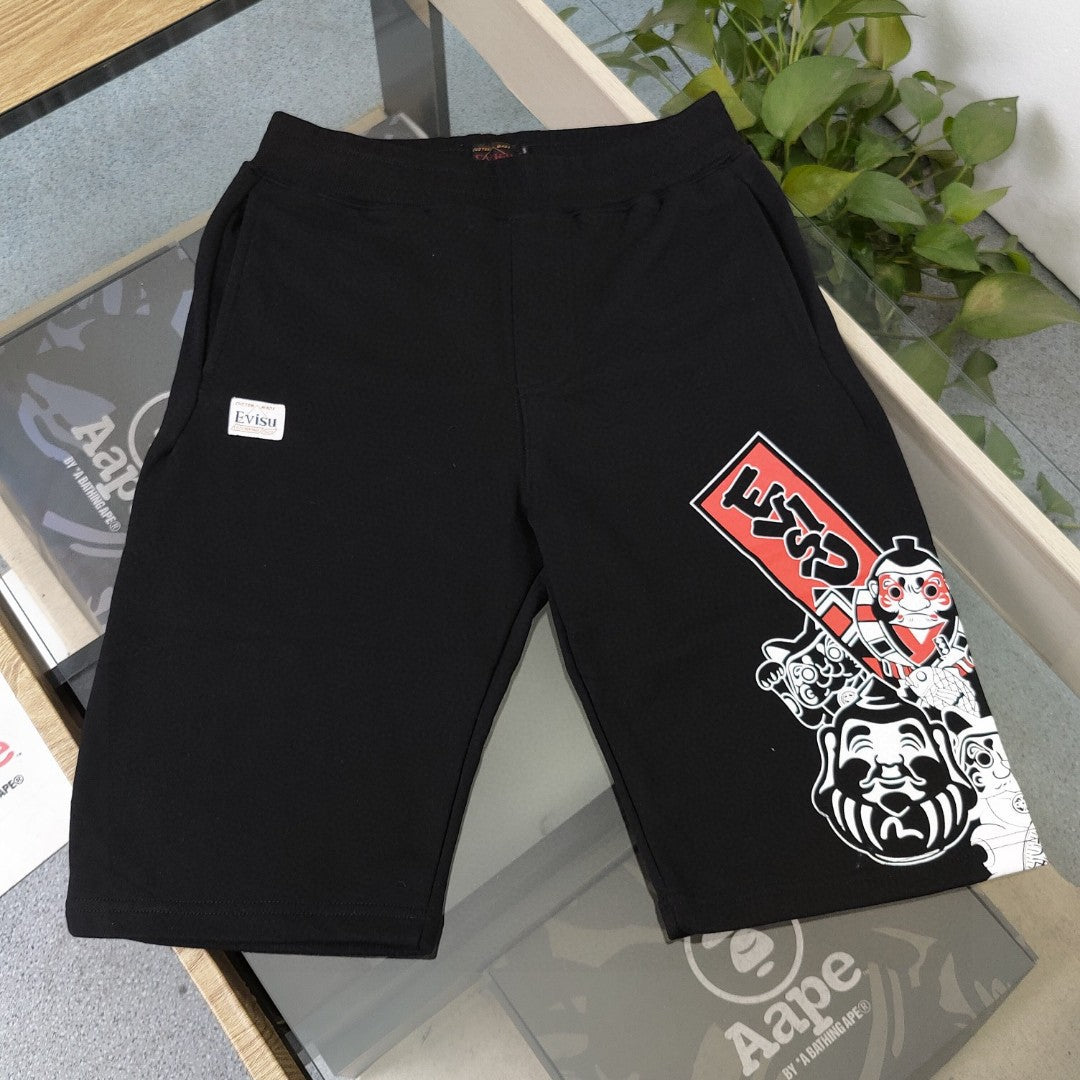 EVISU "Engimono Daruma" Print Sweat Shorts