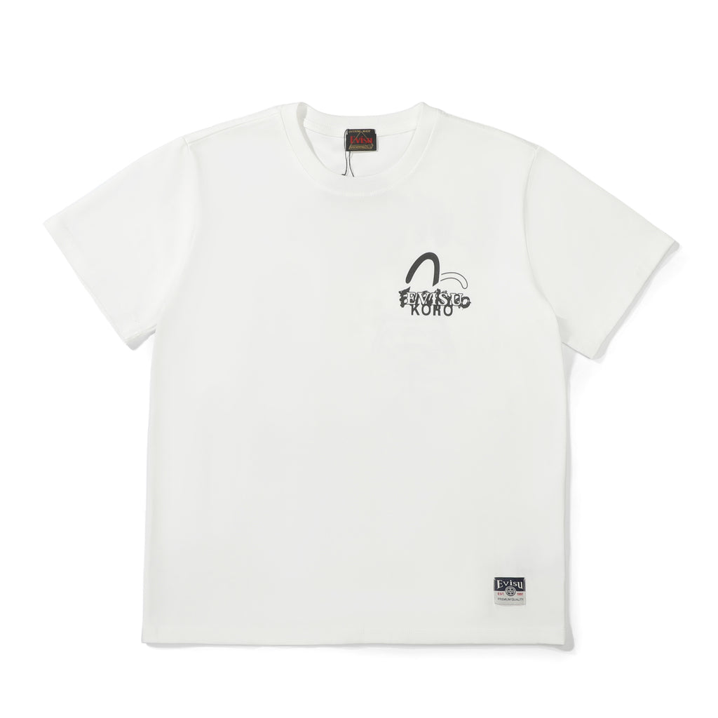 EVISU KURO Series White Crew-Neck Short-Sleeve T-Shirt