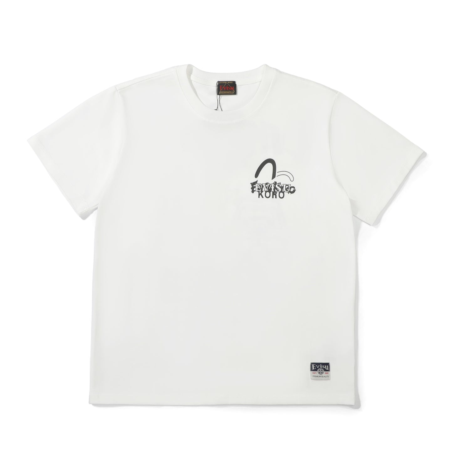 EVISU KURO Series White Crew-Neck Short-Sleeve T-Shirt