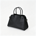 Soft Margaux 12 Bag in Pebbled Leather – Elegant Women’s Shoulder & Crossbody Tote, Black/Brown