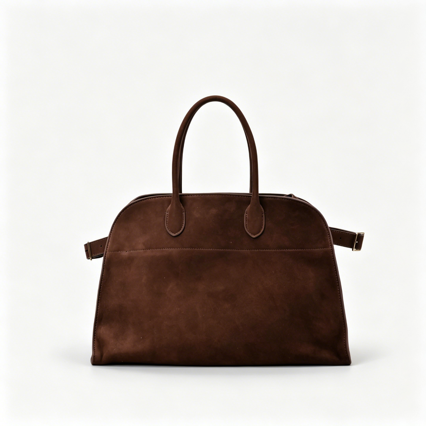The Row Margaux 17 Large Suede Bag | 38.5cm Suede Leather Top Handle Tote | Dark Chocolate Margaux Handbag