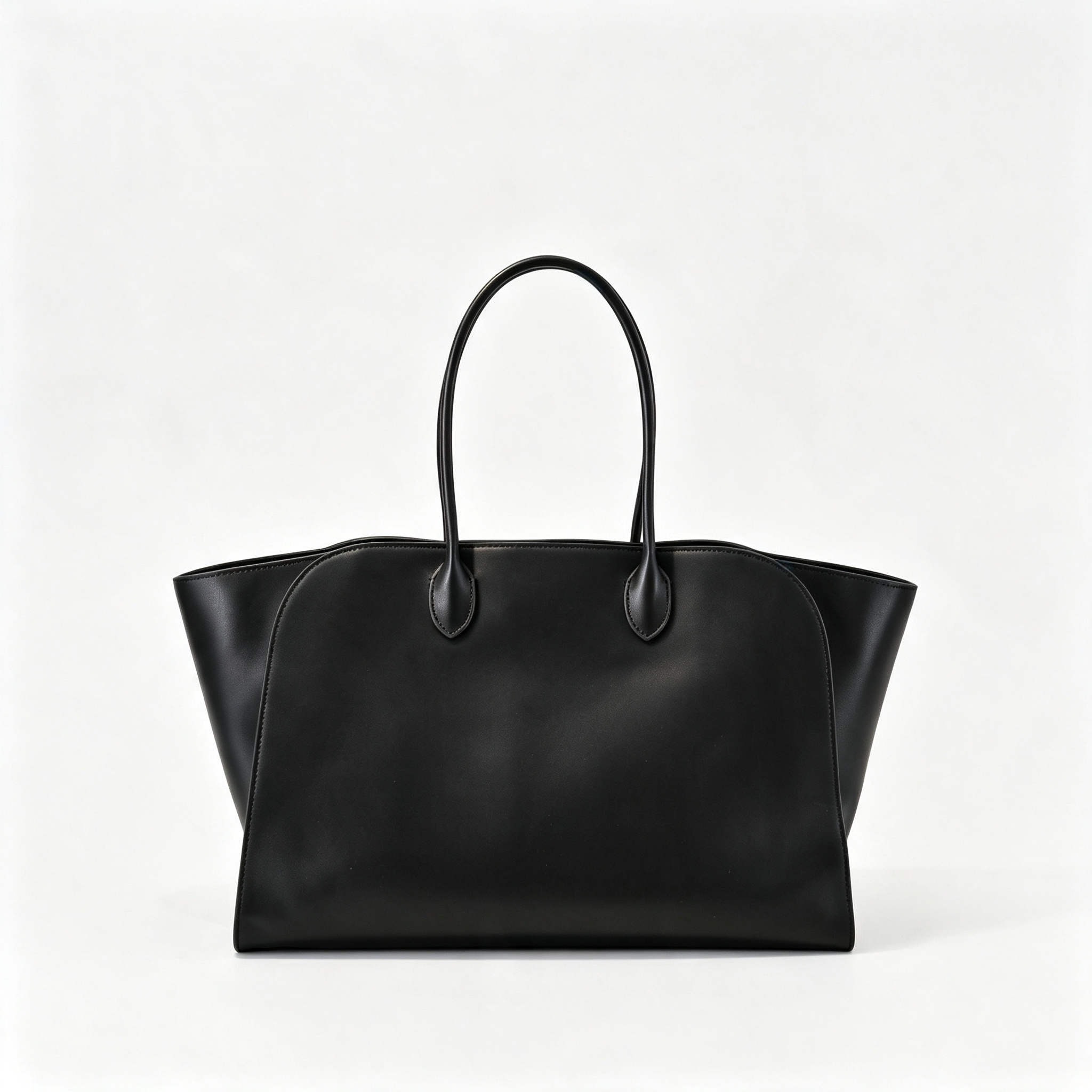 The Row Marlo 12 Leather Tote Bag | 43cm Smooth Calfskin Large Handbag | Dark Brown Structured Commuter Tote