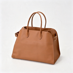 The Row Margaux 17 Large Handbag | 43cm Smooth Calfskin Leather Tote Bag | Tan/Camel Margaux Top Handle