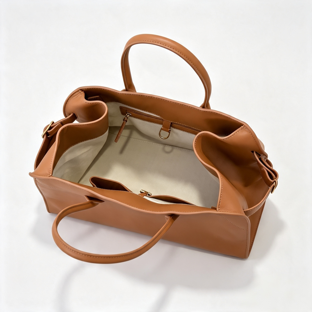 The Row Margaux 17 Large Handbag | 43cm Smooth Calfskin Leather Tote Bag | Tan/Camel Margaux Top Handle