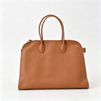 The Row Margaux 17 Large Handbag | 43cm Smooth Calfskin Leather Tote Bag | Tan/Camel Margaux Top Handle