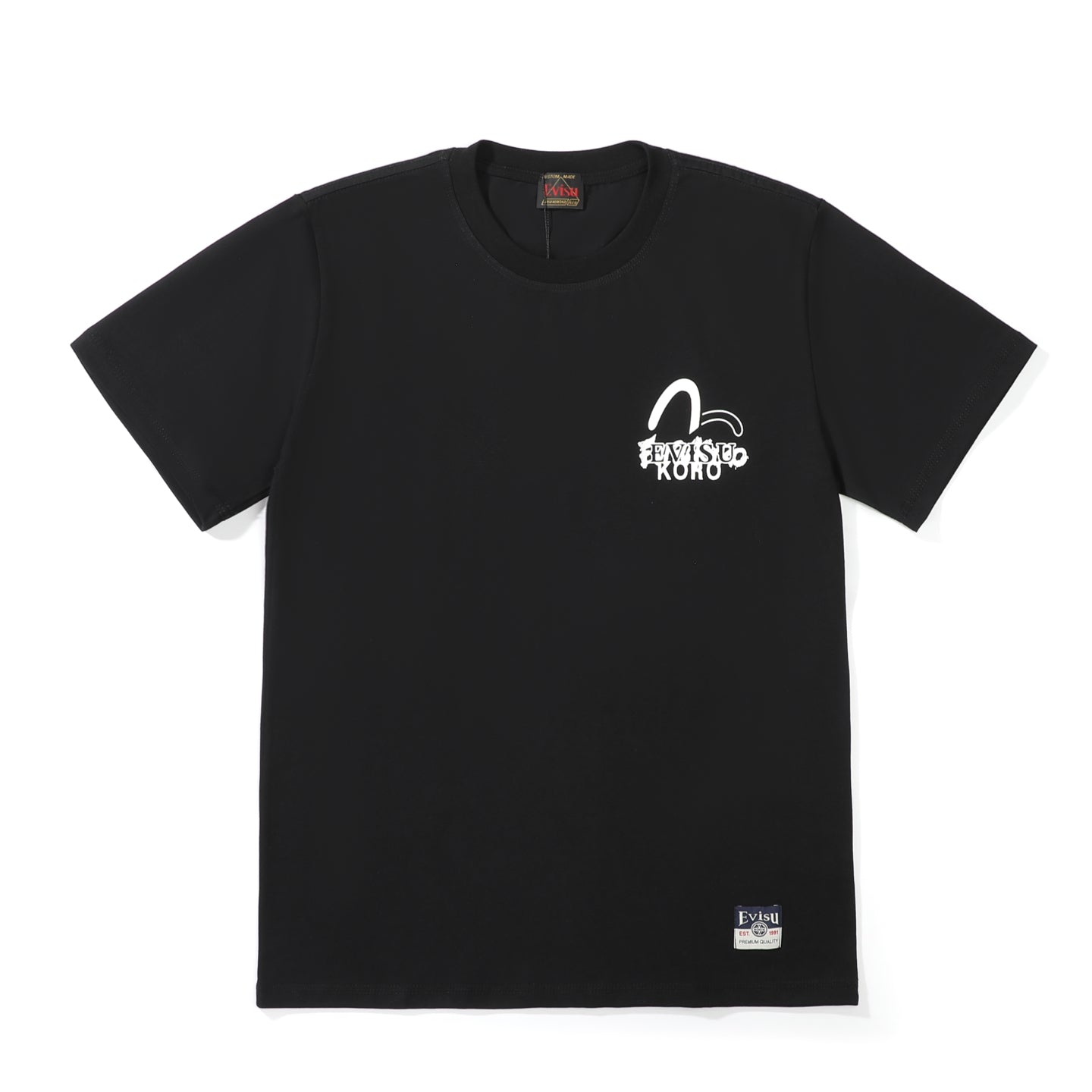 EVISU KURO Series White Crew-Neck Short-Sleeve T-Shirt
