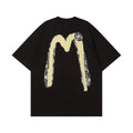 EVISU Black Daruma & Large "M" Print Short-Sleeve T-Shirt
