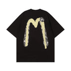 EVISU Black Daruma & Large "M" Print Short-Sleeve T-Shirt