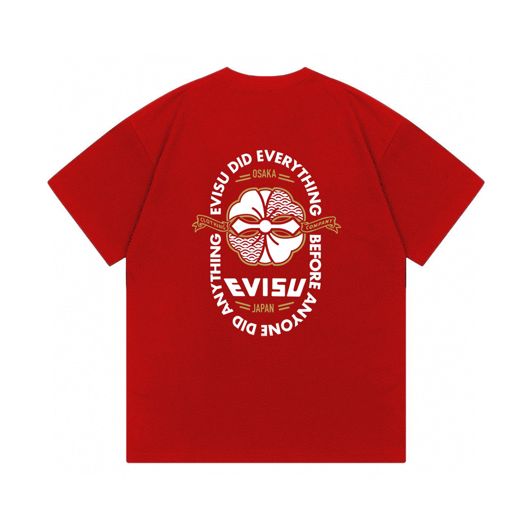 EVISU Summer New Arrival: "Family Crest" Print Short-Sleeve T-Shirt