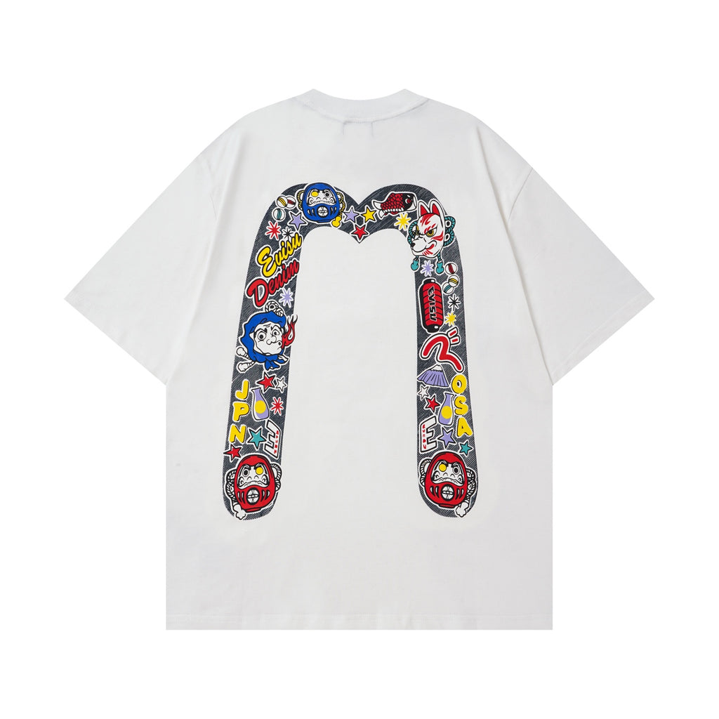 EVISU "Daruma Big M" Print Short-Sleeve T-Shirt