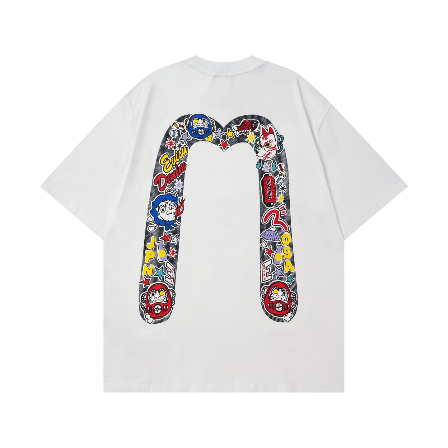 EVISU "Daruma Big M" Print Short-Sleeve T-Shirt