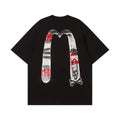 EVISU Black Short-Sleeve T-Shirt with Large "M" Print
