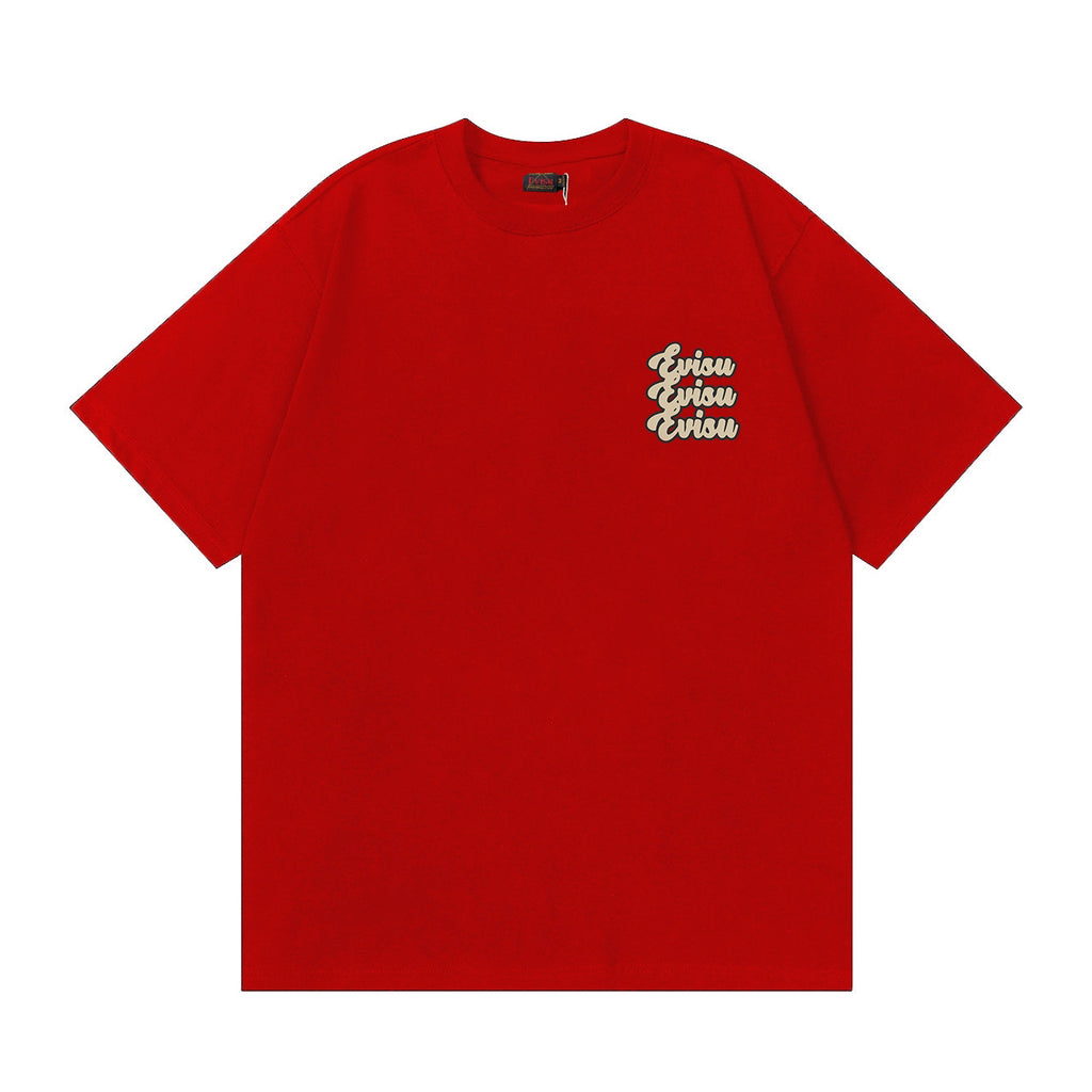 EVISU Short-Sleeve T-Shirt with Triangular God of Fortune Print