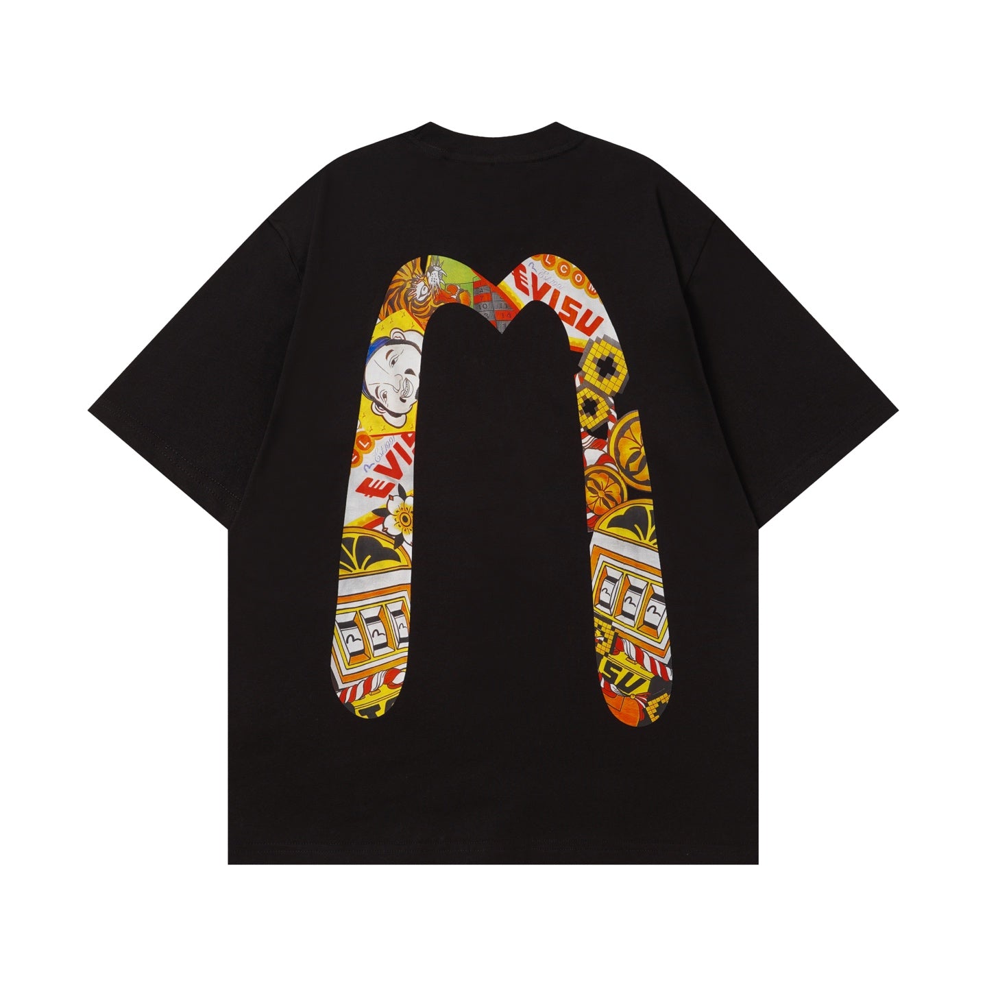 EVISU "Lucky Slot Machine" Themed Short-Sleeve T-Shirt with Large "M" Print