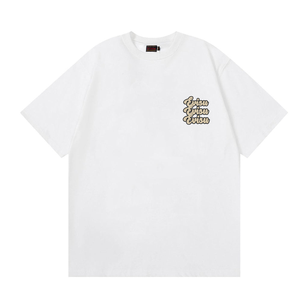 EVISU Short-Sleeve T-Shirt with Triangular God of Fortune Print