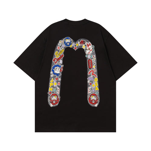 EVISU "Daruma Big M" Print Short-Sleeve T-Shirt